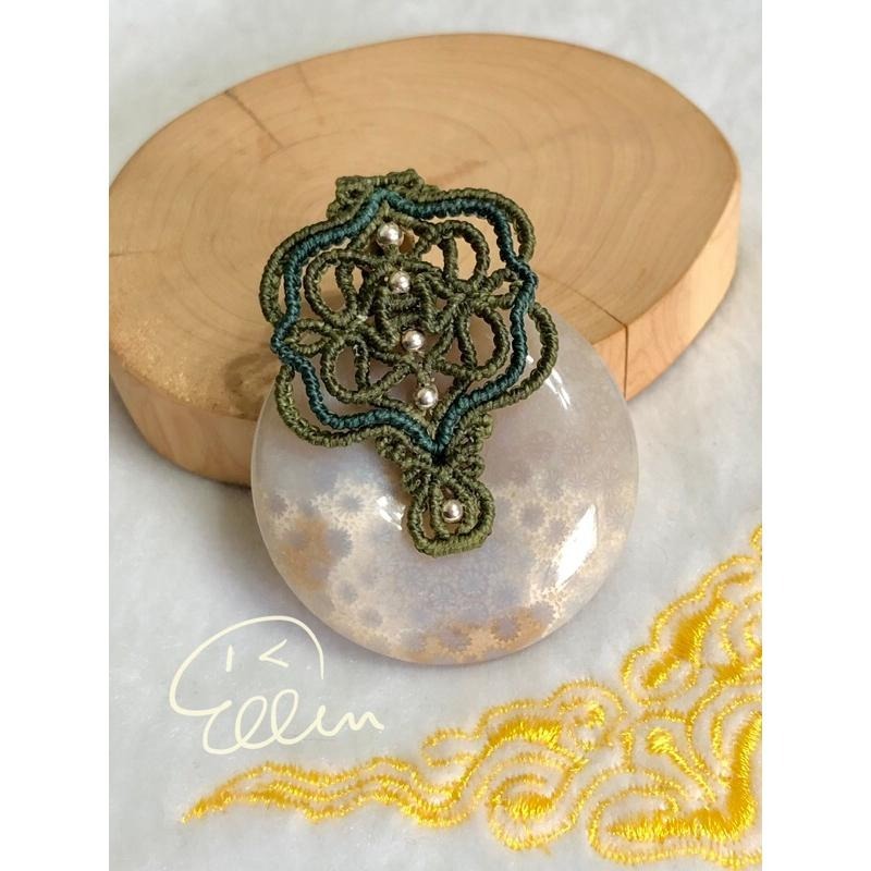 珊瑚玉 紫灰透料小花 大平安扣 可拆式墜頭設計 蠟線編織套鍊/項鍊/項鏈/項鍊繩/編繩/菊花石 N08-細節圖4