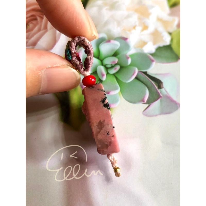 薔薇輝 立體玫瑰花牌  蠟線編織墜飾/吊墜/吊飾/編繩/玫瑰石 不含項鍊 P09-細節圖3