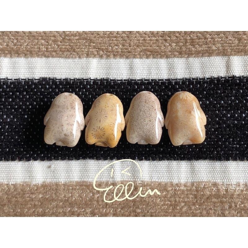 珊瑚玉 可愛兔兔 趴趴兔🐰通孔 手作配件 手作材料 菊花石 B616-細節圖2