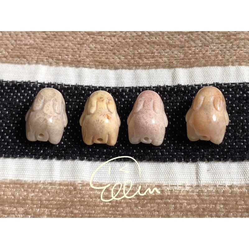 珊瑚玉 可愛兔兔 趴趴兔🐰通孔 手作配件 手作材料 菊花石 B616-細節圖6