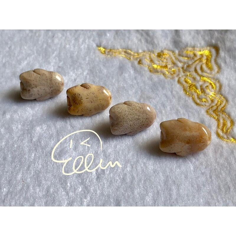 珊瑚玉 可愛兔兔 趴趴兔🐰通孔 手作配件 手作材料 菊花石 B616-細節圖7