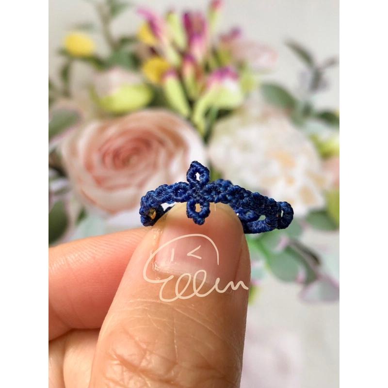 優雅秀氣 小皇冠造型 蠟線編織戒指/編繩/天河石 固定戒圍-細節圖2