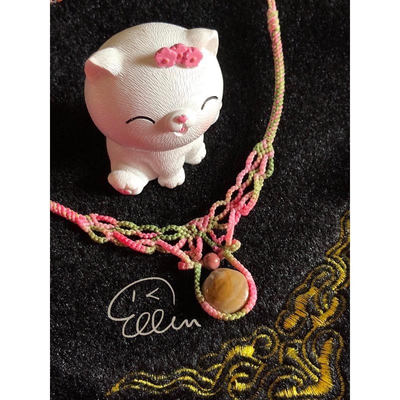 阿拉善瑪瑙 玫瑰花雕刻 有兩款 蠟線編織套鍊/項鍊/頸鍊/編繩/鎖骨鏈 單面配件 墜飾不可拆 N32-細節圖4