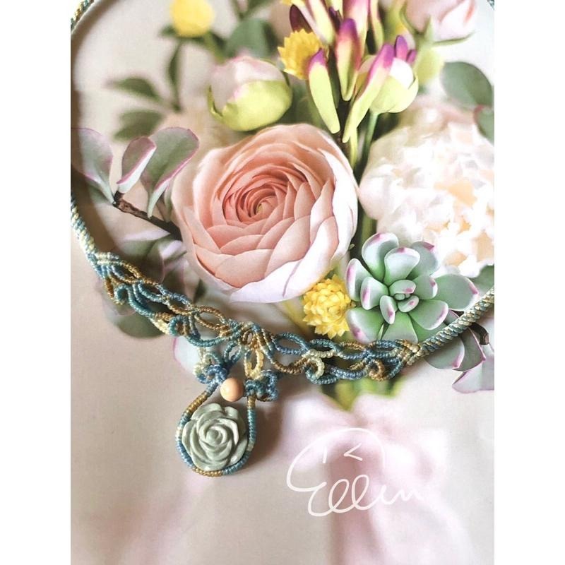 阿拉善瑪瑙 玫瑰花雕刻 有兩款 蠟線編織套鍊/項鍊/頸鍊/編繩/鎖骨鏈 單面配件 墜飾不可拆 N32-細節圖6