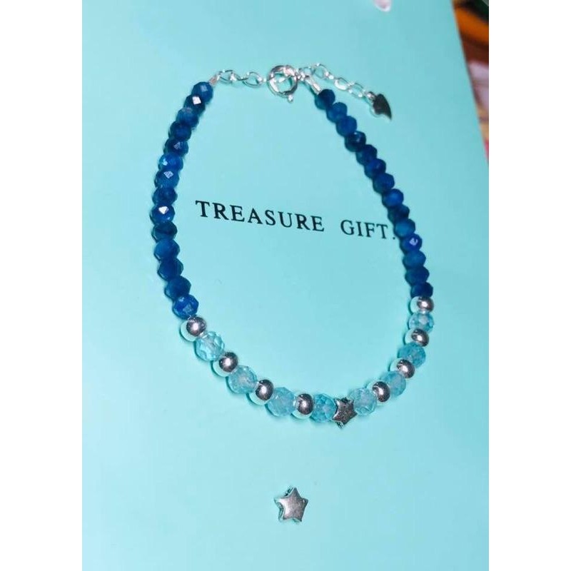純銀星星 串珠手鍊（托帕石+藍晶石） B529-細節圖2