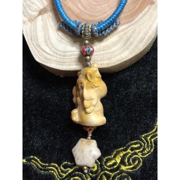 阿拉善 可愛飛天獨角獸🦄 珊瑚玉 六角星 蠟線編織掛飾/包掛/掛件/編繩/菊花石 墜飾不可拆 G34-細節圖6