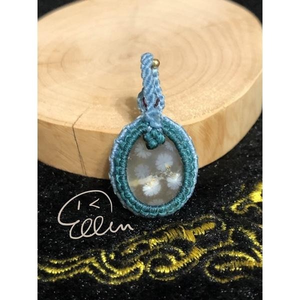珊瑚玉 飄逸小花 包石設計 蠟線編織墜飾/吊墜/吊飾/編繩 菊花石 P18-細節圖3