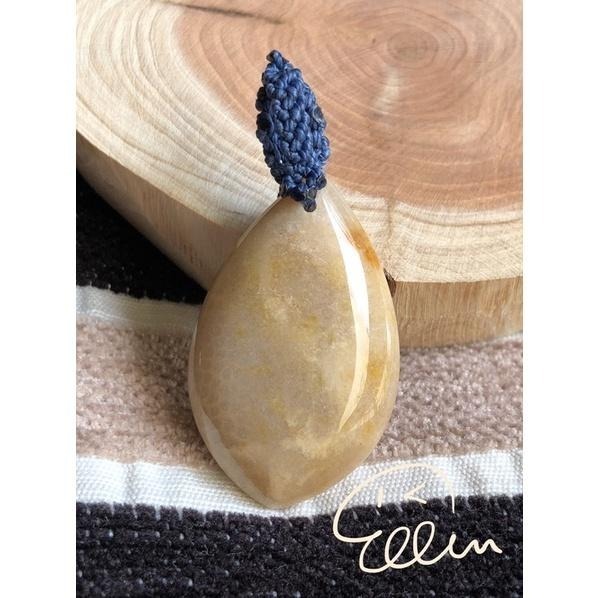 珊瑚玉 類水滴形 蠟線編織吊飾/墜飾/吊墜/編繩/菊花石 魚子紋 小花紋 兩款 P19-細節圖2