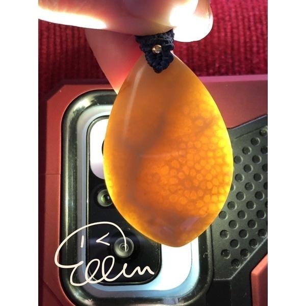 珊瑚玉 類水滴形 蠟線編織吊飾/墜飾/吊墜/編繩/菊花石 魚子紋 小花紋 兩款 P19-細節圖5