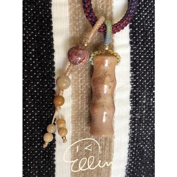 珊瑚玉 竹節造型 蠟線編織掛件/包掛/掛飾/菊花石 段染蠟線 圓珠 節節高升 流蘇 G48-細節圖4