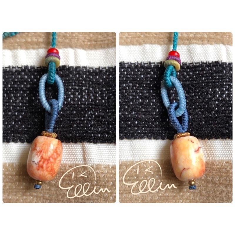 珊瑚玉 多型通孔 多元組合 有兩款 蠟線編織掛件/包掛/掛飾/墜飾/菊花石 G49-細節圖4