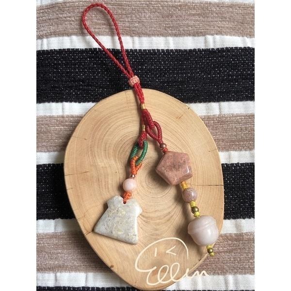 珊瑚玉 多型通孔 多元組合 有兩款 蠟線編織掛件/包掛/掛飾/墜飾/菊花石 G49-細節圖5