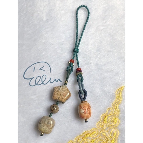 珊瑚玉 多型通孔 多元組合 有兩款 蠟線編織掛件/包掛/掛飾/墜飾/菊花石 G49-規格圖8