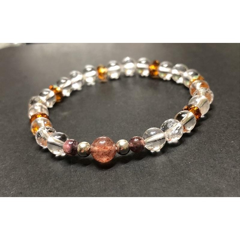 草莓晶 白水晶 彈性手串/手珠/串珠手鍊 彈性線 B606-細節圖2