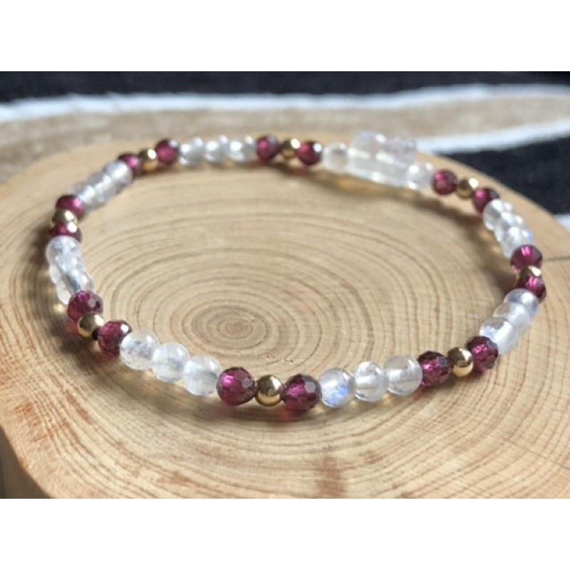 藍月光 貔貅 紅石榴 紫牙烏 串珠手鍊/手珠/手串 注金珠 彈性線 B609-細節圖4