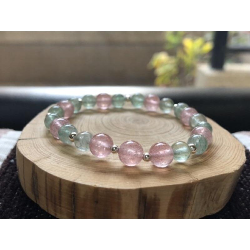 草莓晶 紅配綠 手珠/手串/彈性串珠手鍊/紅草莓/綠草莓 彈性線 B604-細節圖2