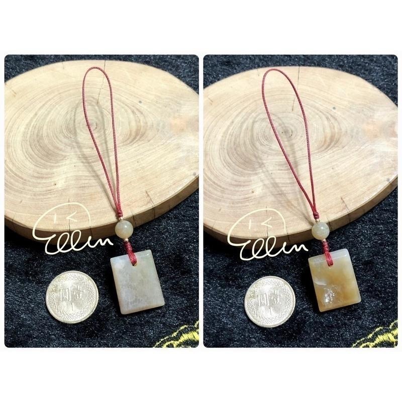 珊瑚玉 小巧方牌 蠟線編織掛飾/掛件/手機掛/小吊飾/編繩 菊花石 G50-細節圖4