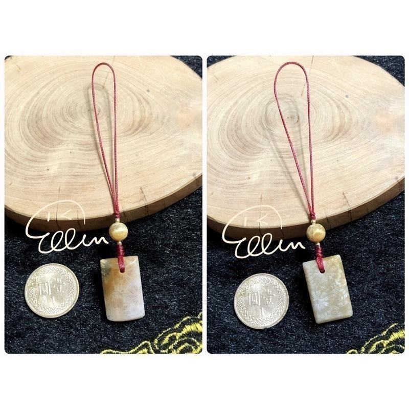 珊瑚玉 小巧方牌 蠟線編織掛飾/掛件/手機掛/小吊飾/編繩 菊花石 G50-細節圖5