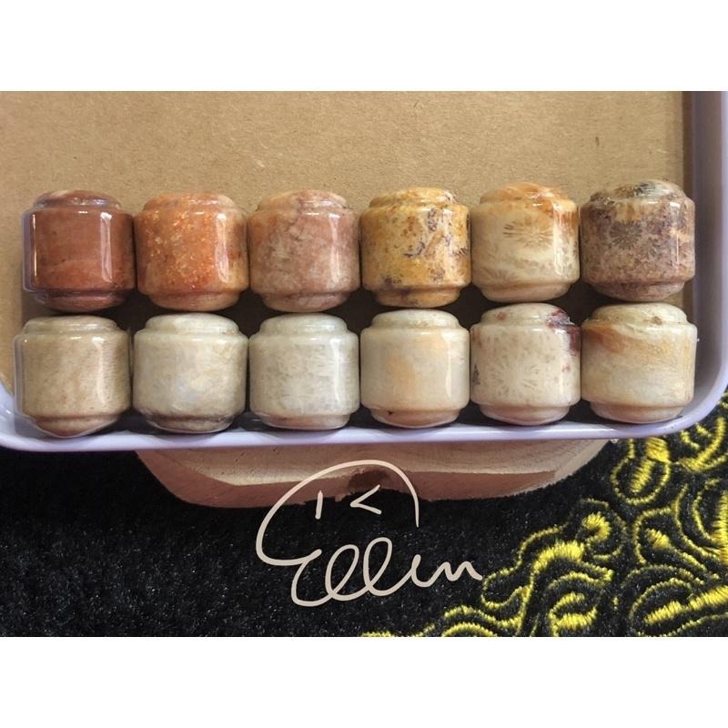 珊瑚玉 車輪桶珠 手作材料 配件 約13-14mm  散珠 不拆售 共12顆 B618-細節圖2