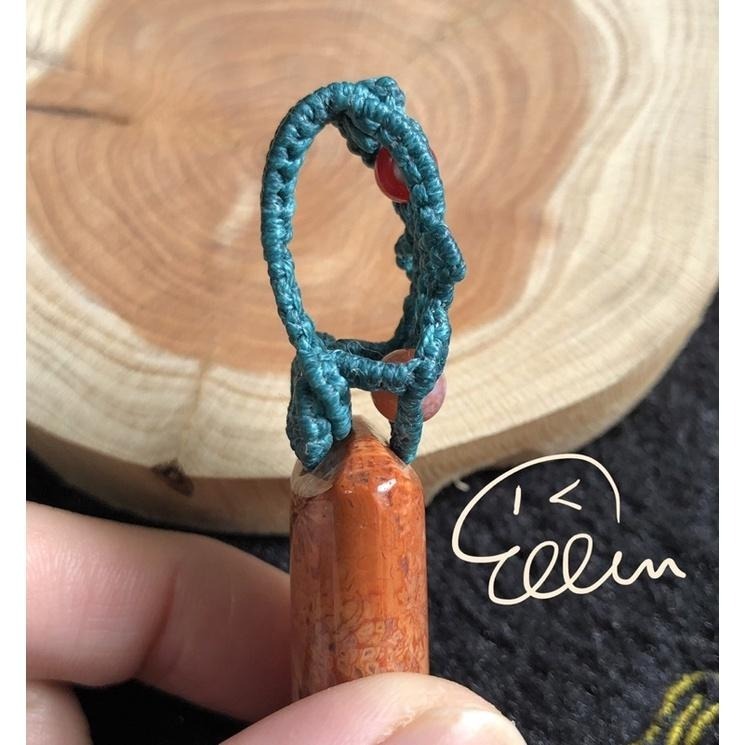 珊瑚玉 紅色顯花 大器蠟線設計吊飾/墜飾/吊墜/編繩 菊花石 不含項鍊 P30-細節圖5