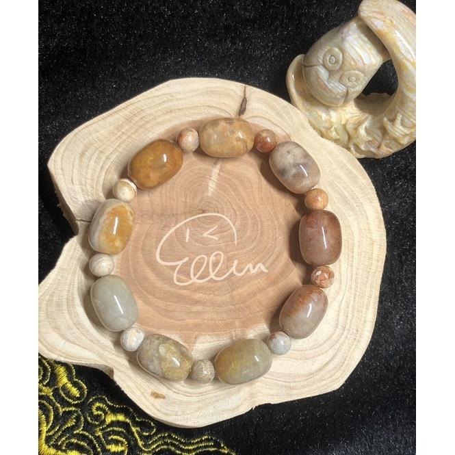 珊瑚玉 手串 圓桶珠/棗珠 搭配圓珠 珠串 彈性線 B614-細節圖2