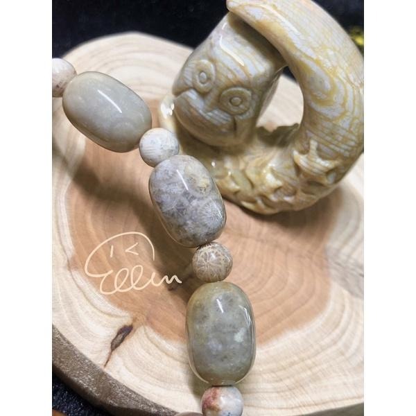 珊瑚玉 手串 圓桶珠/棗珠 搭配圓珠 珠串 彈性線 B614-細節圖3