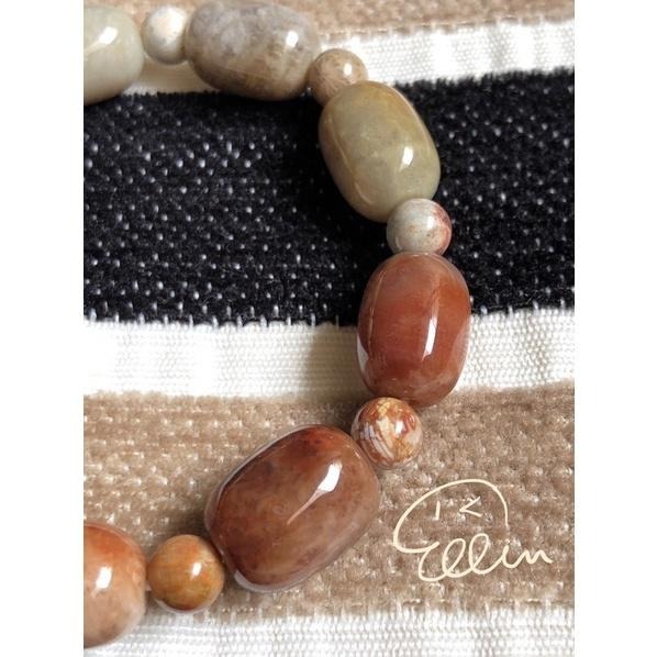 珊瑚玉 手串 圓桶珠/棗珠 搭配圓珠 珠串 彈性線 B614-細節圖6