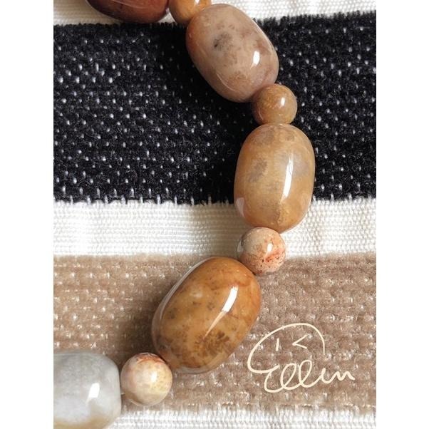 珊瑚玉 手串 圓桶珠/棗珠 搭配圓珠 珠串 彈性線 B614-細節圖8