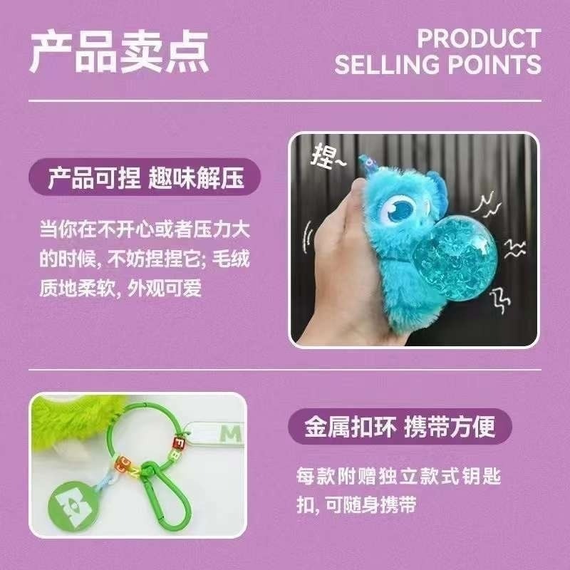 【愛蛋客】現貨 怪獸大學毛絨捏捏掛件盲盒 玩具 收藏 娛樂 一中盒6入-細節圖3