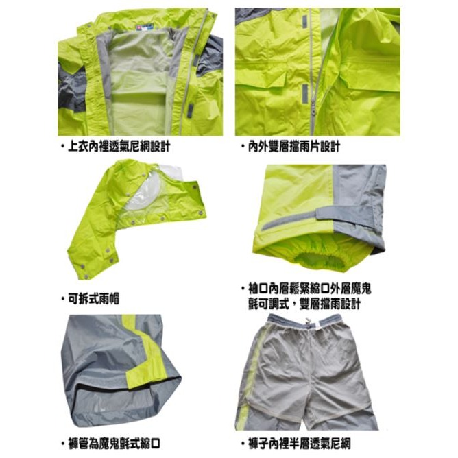 達新牌 達新 飛馳型 飛馳 達新飛馳 達新牌飛馳型 綠/灰色 藍/灰色 橘/灰 機車型 兩截式 雨衣-細節圖4