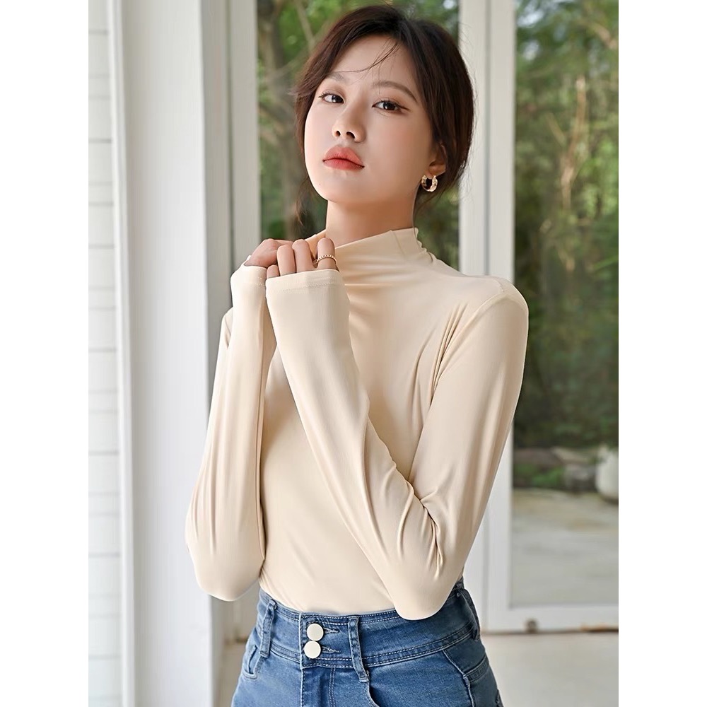 日本[ 發熱絨」百搭小立領保暖T 雙面細絨毛-細節圖5