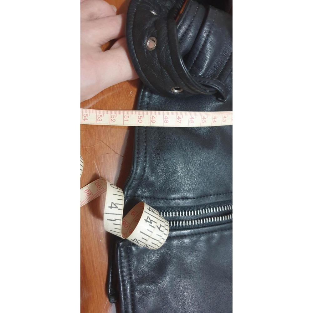 二手皮衣 100%小羊皮經典騎士款 真皮皮衣 機車外套 合身皮衣 短款夾克【黑色】-細節圖7