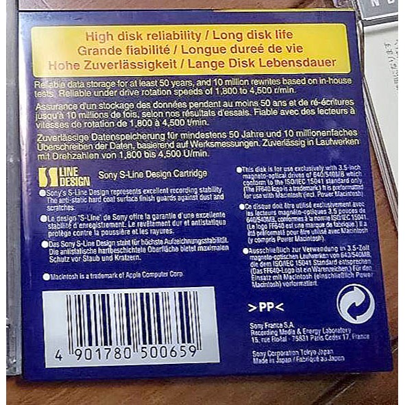 SONY 空白MO光碟640MB Formatted 3.5吋讀寫光碟片(9片不散賣)復古收藏/道具-細節圖2