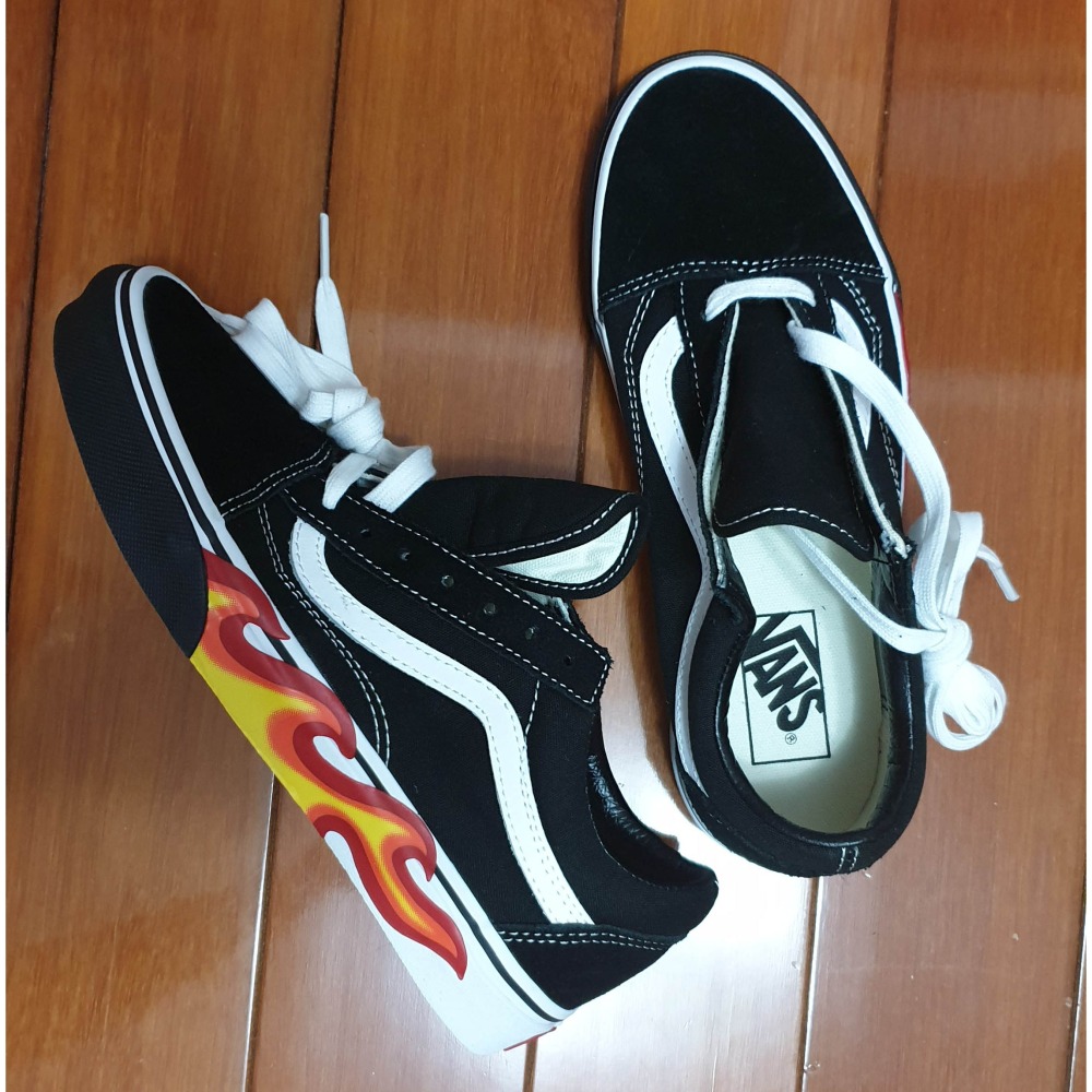 全新正品Vans 黑白 火焰 帆布 麂皮VN0A38G1UJG 帆布低筒男女鞋-細節圖2