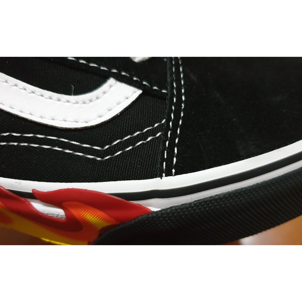 全新正品Vans 黑白 火焰 帆布 麂皮VN0A38G1UJG 帆布低筒男女鞋-細節圖4
