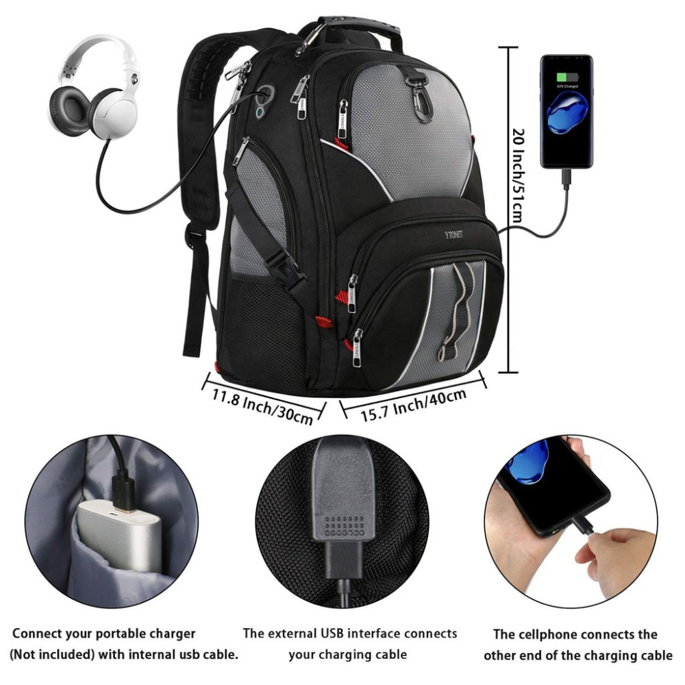 全新旅行筆電背包(美國帶回)41ML電腦背包適合17英寸筆電腦 / 防盜防水 (黑色-不退貨敬請悉知)-細節圖4