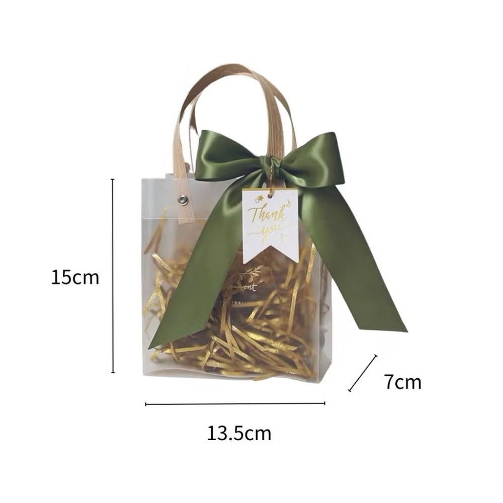 小號【抹茶絲帶磨砂禮袋＋吊牌＋拉菲草】