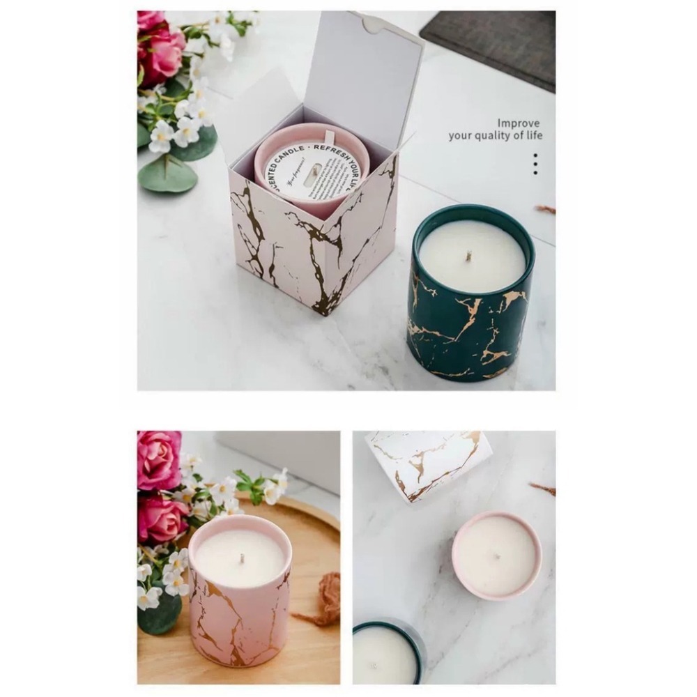 【生活市集】燙金大理石紋 香氛蠟燭 大理石紋蠟燭 香薰蠟燭 大理石蠟燭 天然精油大豆蠟香氛擴香交換禮物-細節圖6