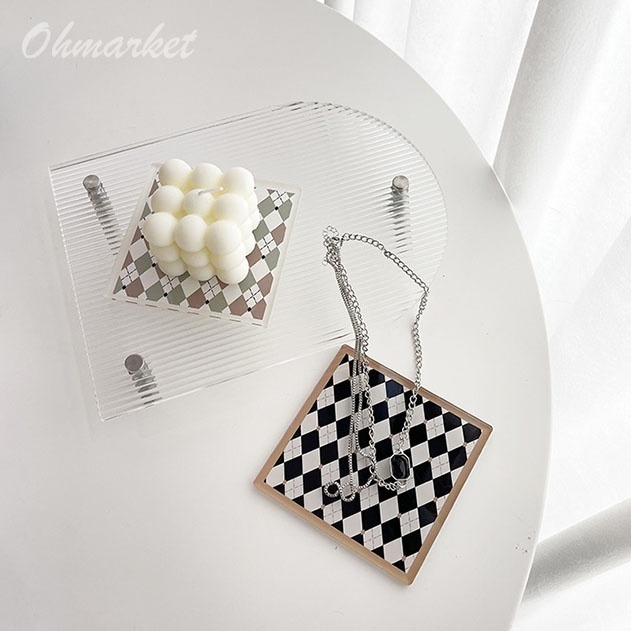 【生活市集】 韓風ins格紋杯墊 隔熱墊 杯墊 咖啡杯 馬克杯 酒吧杯墊 餐桌墊 下午茶 茶杯擺設拍照網紅-細節圖3