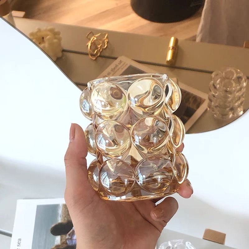 【生活市集】 韓系ins波點收納罐 筆筒 化妝刷桶 桌面擺件 水晶筆筒化妝刷收納筒文具收納家居裝飾擺件拍照道具-細節圖4