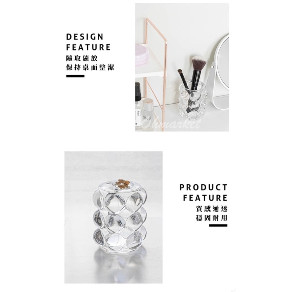 【生活市集】 韓系ins波點收納罐 筆筒 化妝刷桶 桌面擺件 水晶筆筒化妝刷收納筒文具收納家居裝飾擺件拍照道具-細節圖7
