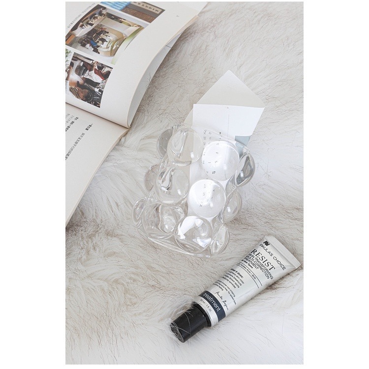 【生活市集】 韓系ins波點收納罐 筆筒 化妝刷桶 桌面擺件 水晶筆筒化妝刷收納筒文具收納家居裝飾擺件拍照道具-細節圖8