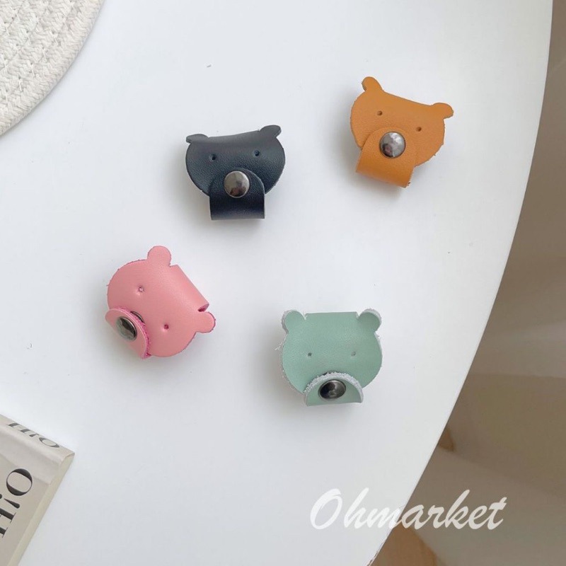 【生活市集】 皮革 小熊收納扣 束線帶 電線束帶 捆線帶 集線束帶 理線 整線束帶 理線帶 充電線收納 電線收納線-細節圖2