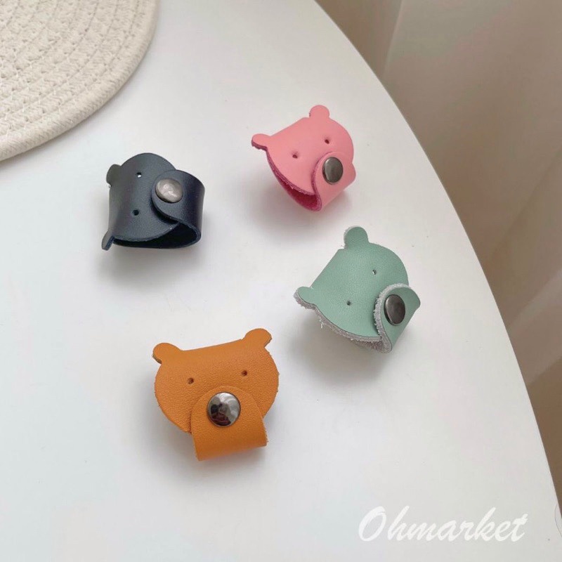 【生活市集】 皮革 小熊收納扣 束線帶 電線束帶 捆線帶 集線束帶 理線 整線束帶 理線帶 充電線收納 電線收納線-細節圖4