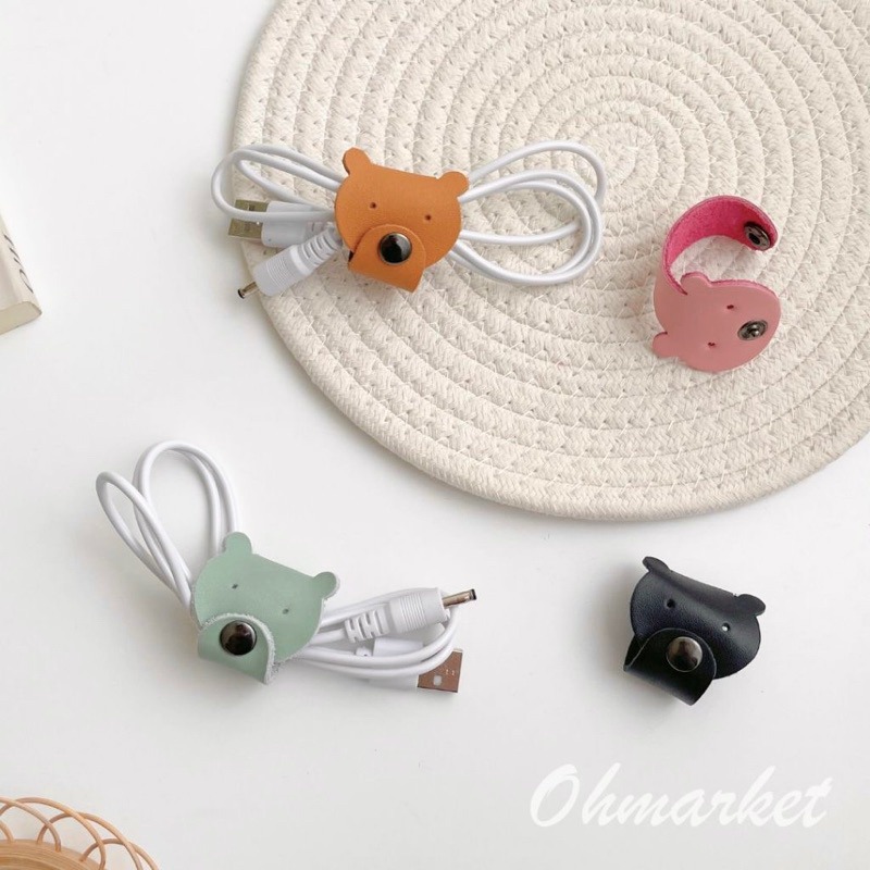 【生活市集】 皮革 小熊收納扣 束線帶 電線束帶 捆線帶 集線束帶 理線 整線束帶 理線帶 充電線收納 電線收納線-細節圖5