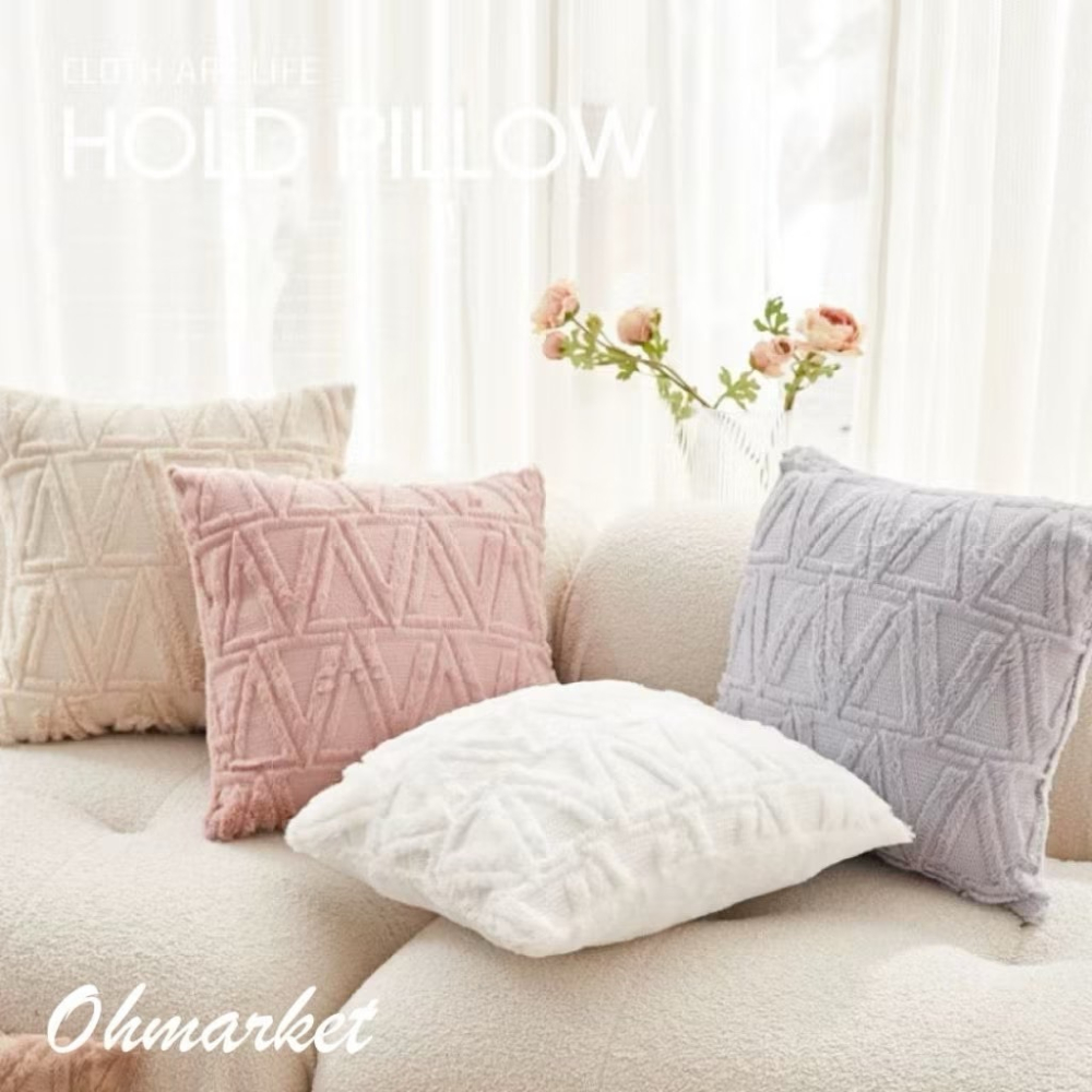 【生活市集】  北歐字花毛絨抱枕套 抱枕套 沙發抱枕客廳 造型抱枕沙發靠枕坐墊波西米亞抱枕北歐汽車靠墊沙發靠枕-細節圖3