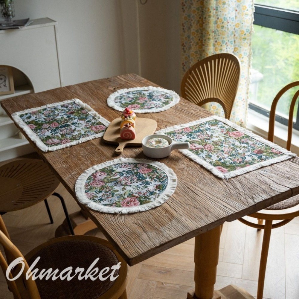 【生活市集】北歐田園流蘇餐墊 裝飾桌墊 波西米亞 民族風桌布餐墊背景拍照編織麻布墊拍美食道具甜點蛋糕墊桌墊-細節圖2