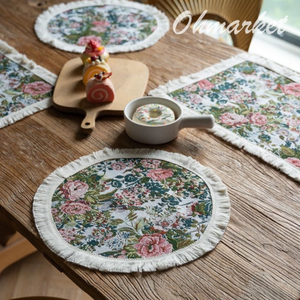 【生活市集】北歐田園流蘇餐墊 裝飾桌墊 波西米亞 民族風桌布餐墊背景拍照編織麻布墊拍美食道具甜點蛋糕墊桌墊-細節圖3