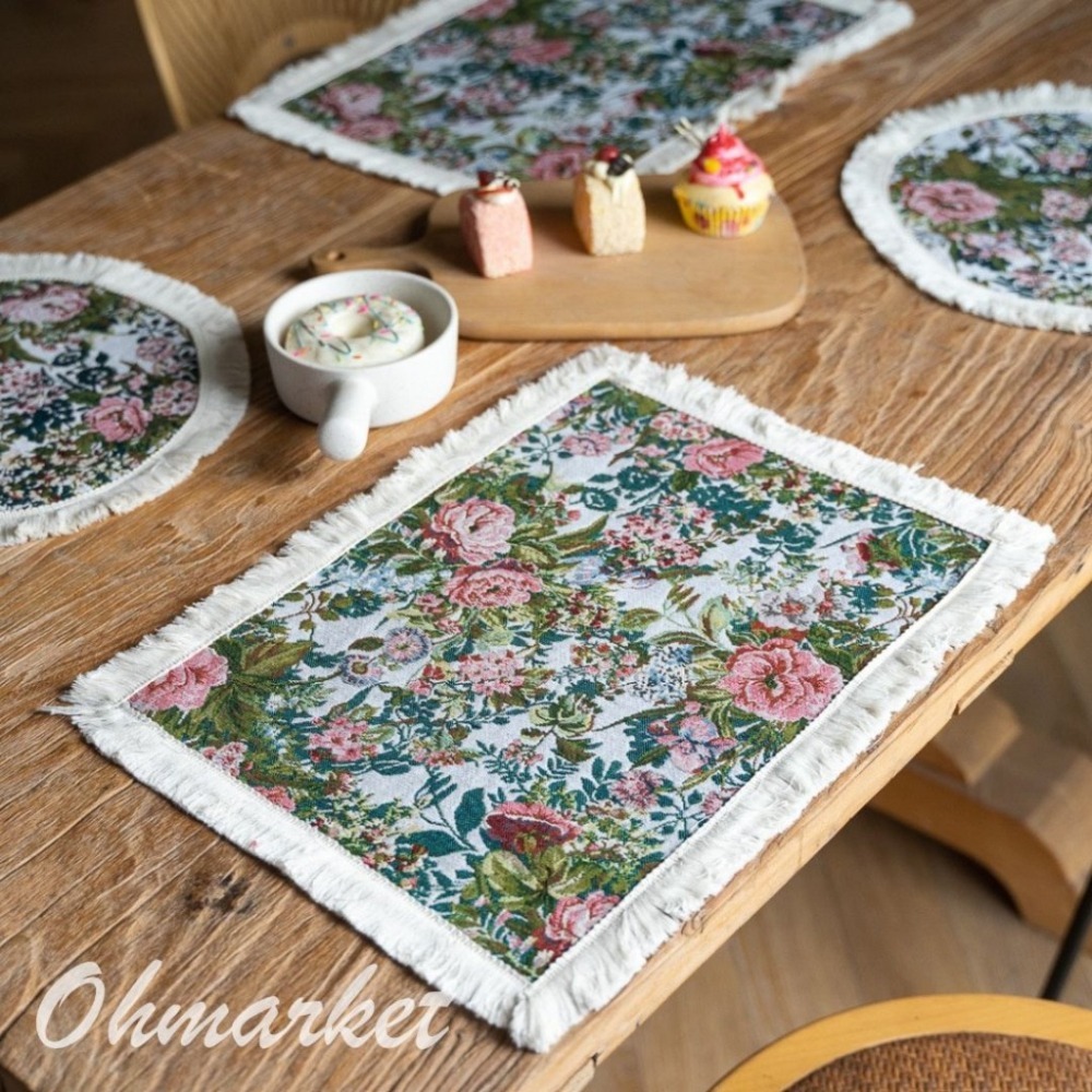 【生活市集】北歐田園流蘇餐墊 裝飾桌墊 波西米亞 民族風桌布餐墊背景拍照編織麻布墊拍美食道具甜點蛋糕墊桌墊-細節圖4