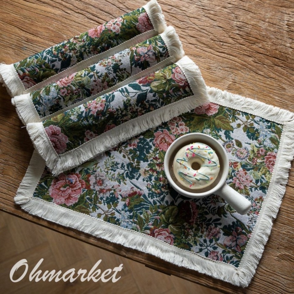 【生活市集】北歐田園流蘇餐墊 裝飾桌墊 波西米亞 民族風桌布餐墊背景拍照編織麻布墊拍美食道具甜點蛋糕墊桌墊-細節圖5